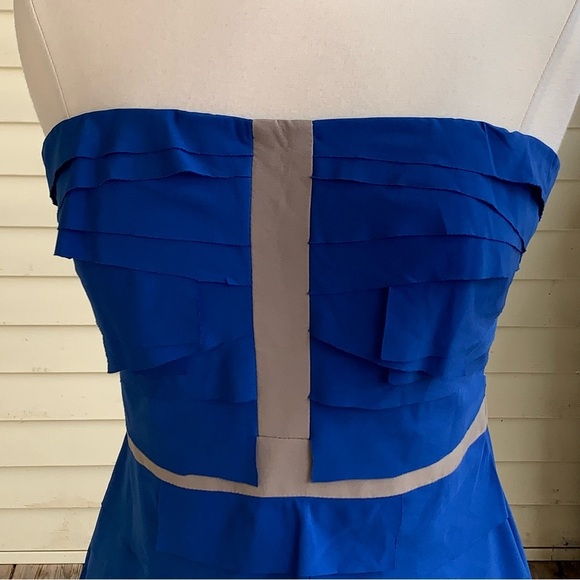 Gianni Bini Mini Dress M Cobalt Blue Illusion Cut-out Strapless Sexy Bodycon - Picture 5 of 8